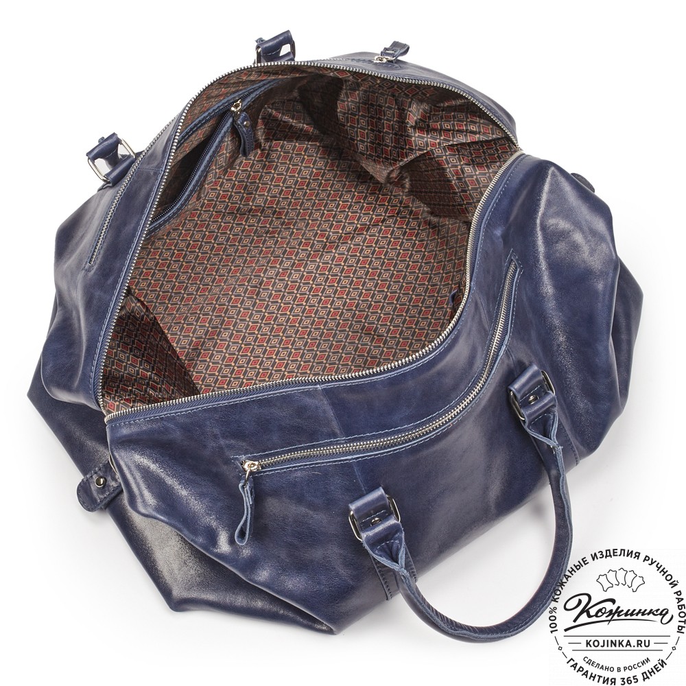 Кожаная дорожно-спортивная сумка Англия (синяя)