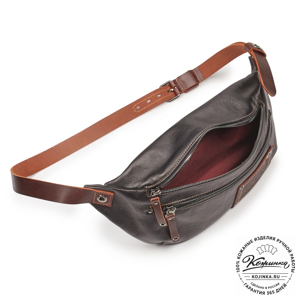 Кожаная нагрудная сумка "Мельбурн" (черная)