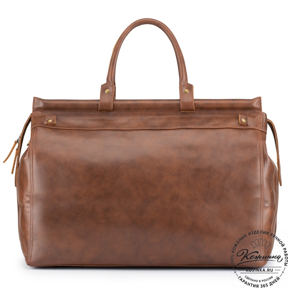 Кожаный дорожный саквояж "Сальери" (коричневая гладкая кожа)