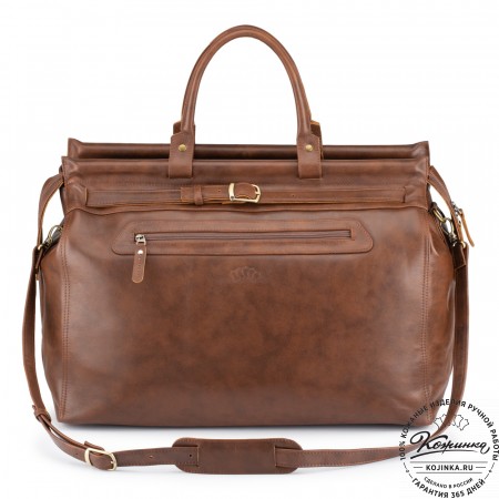 Кожаный дорожный саквояж "Сальери" (коричневая гладкая кожа)