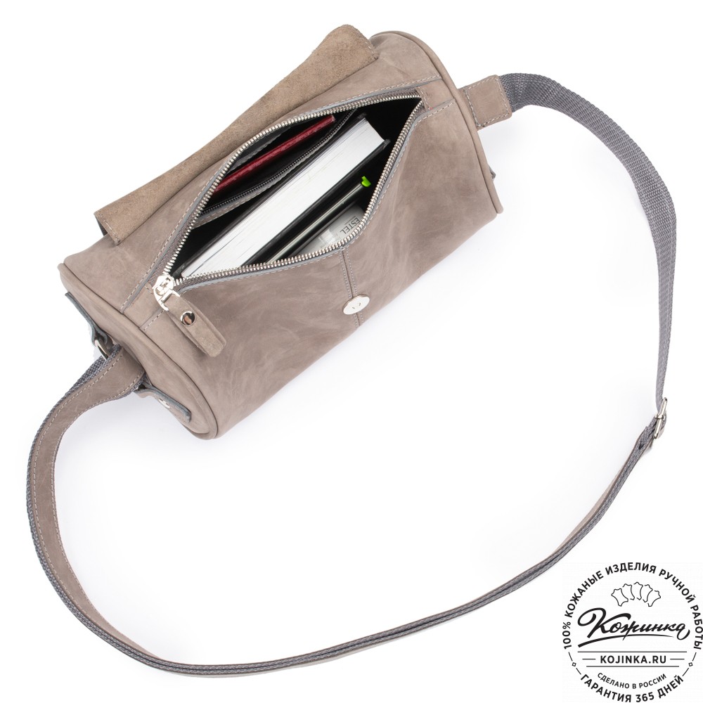 Кожаная сумка "Джерри" (серый крейзи)