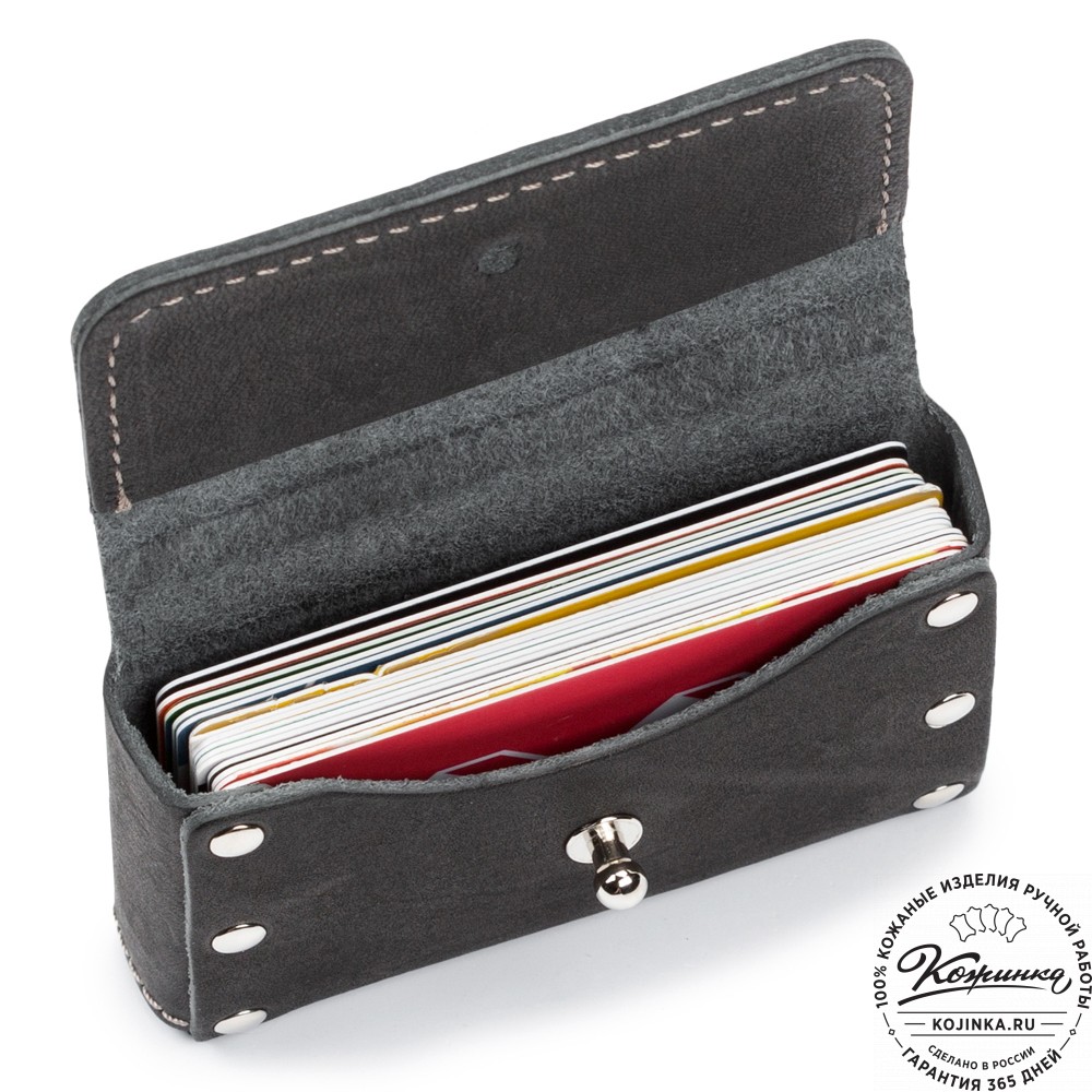 Кожаный картхолдер "Тироль" (чёрный) 