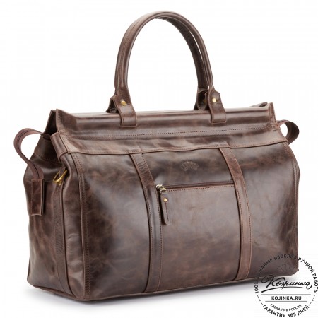 Кожаный городской саквояж "Фостер" (тёмно-коричневый антик)
