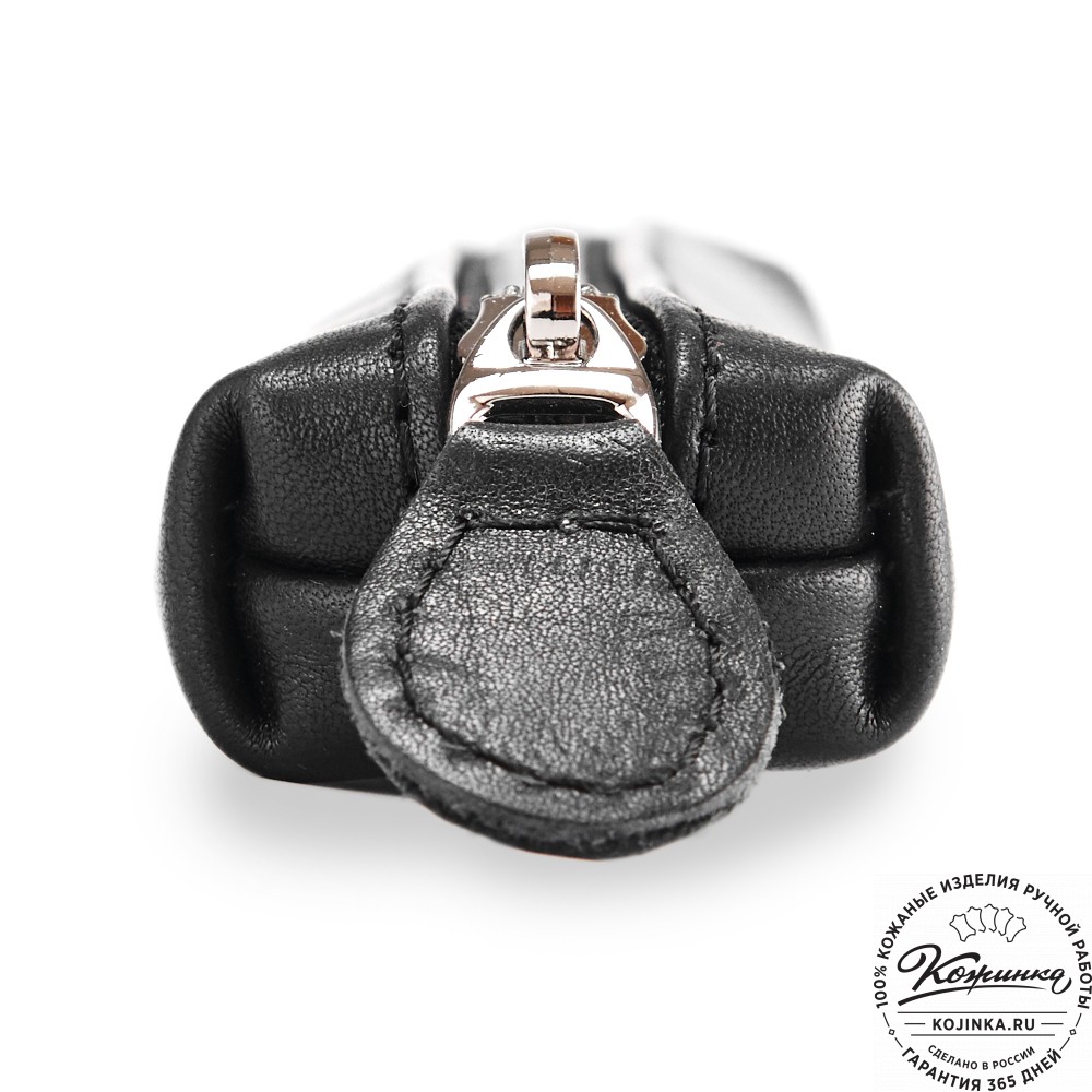 Кожаная мини-косметичка "Лонг" (чёрная)