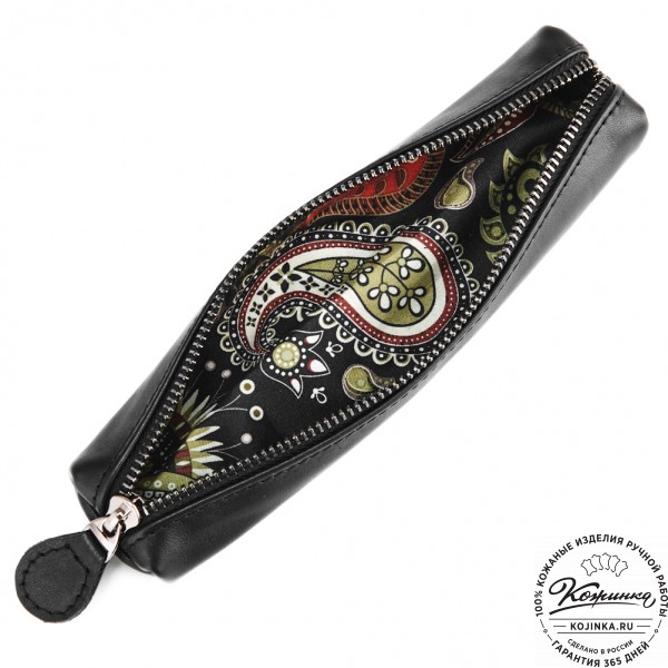 Кожаная мини-косметичка "Лонг" (чёрная). фото 1