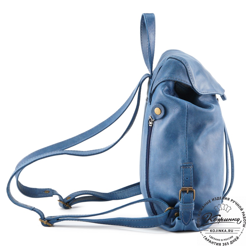 Женский кожаный рюкзак "Паулина" (синий)