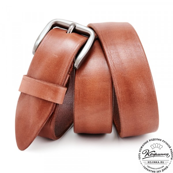 Кожаный ремень "Варяг" (коньяк). фото 1