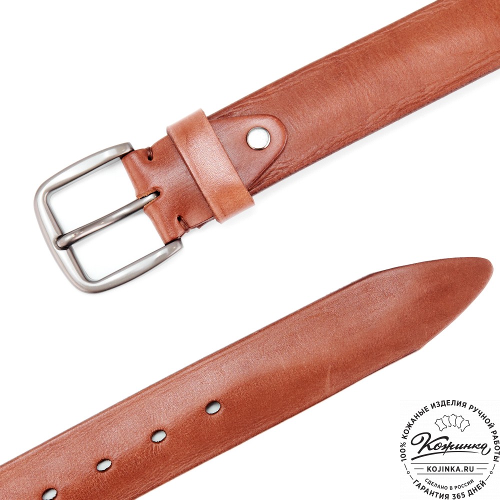 Кожаный ремень "Варяг" (коньяк)