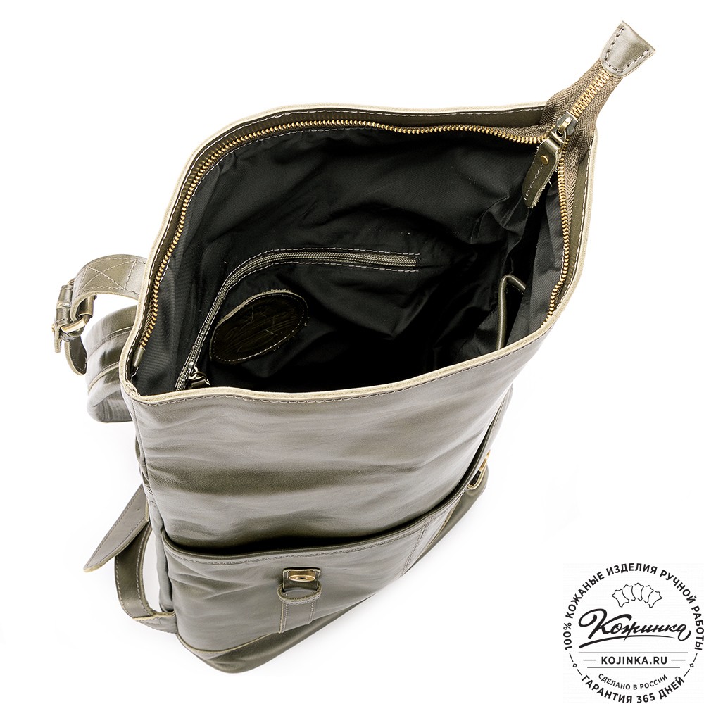 Кожаный рюкзак "Бэнжамин" (хаки гладкая кожа)