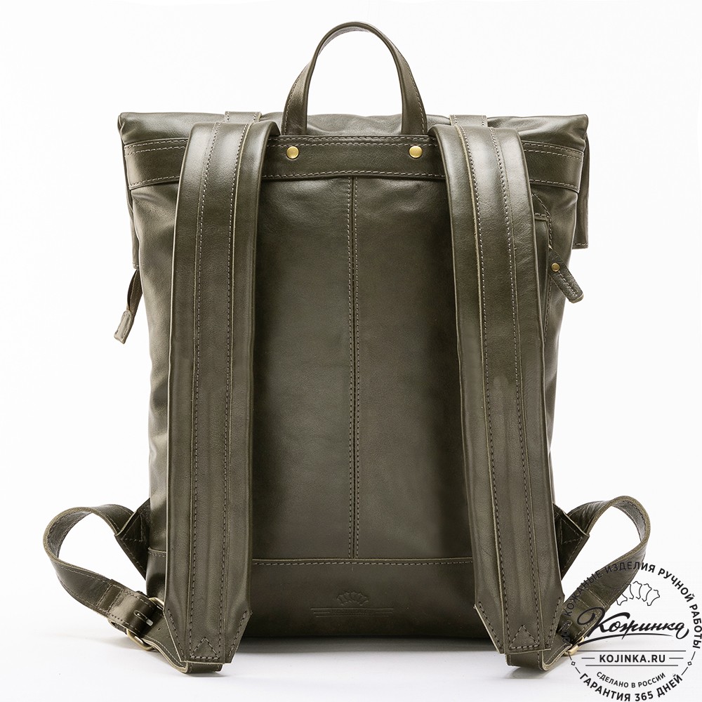 Кожаный рюкзак "Бэнжамин" (хаки гладкая кожа)