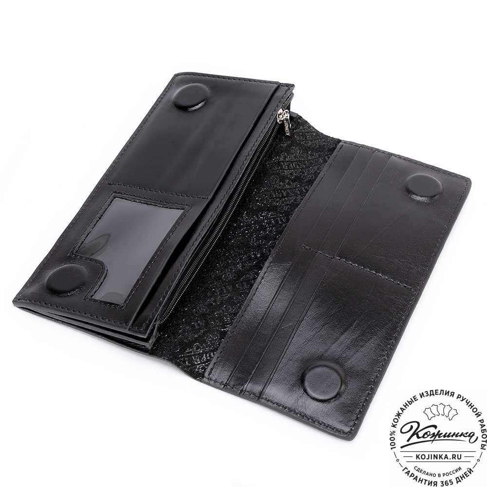 Кожаное портмоне "Монако" "Алиса в стране чудес" (чёрное)