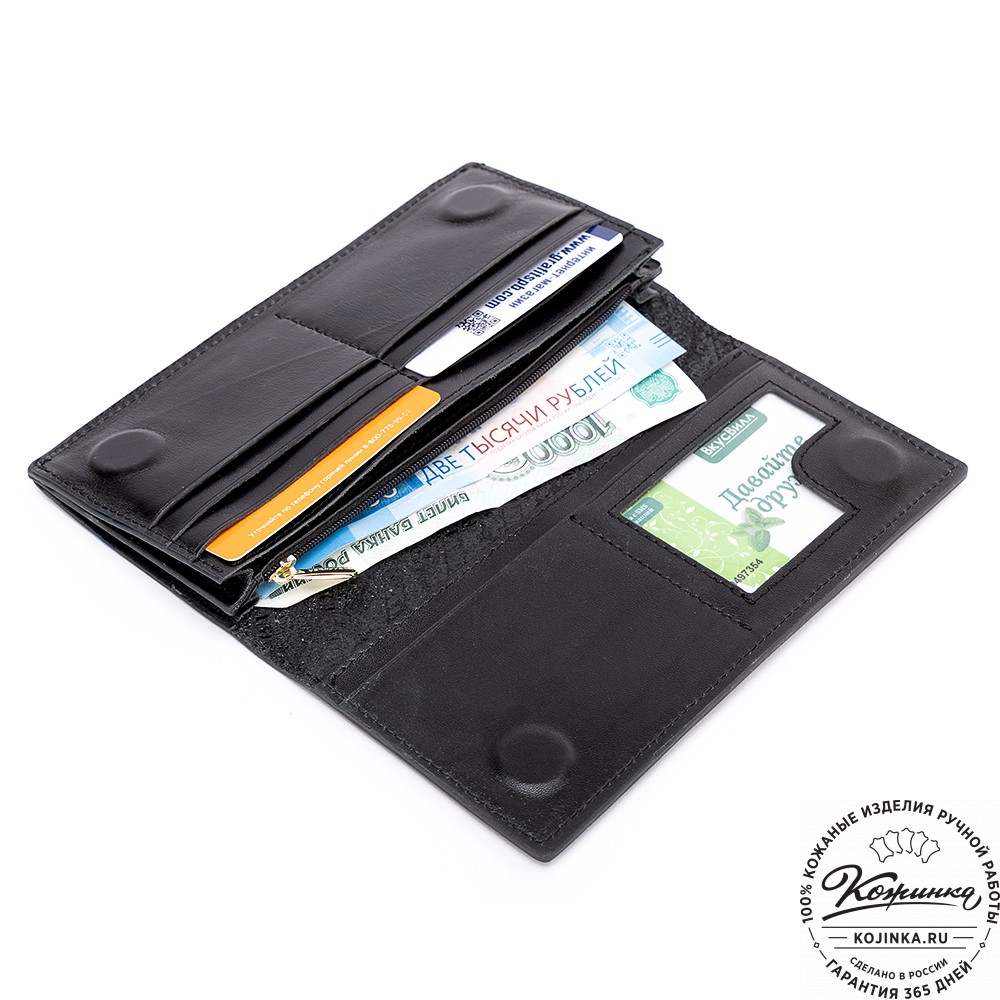 Кожаное портмоне "Монако" "Алиса в стране чудес" (чёрное)