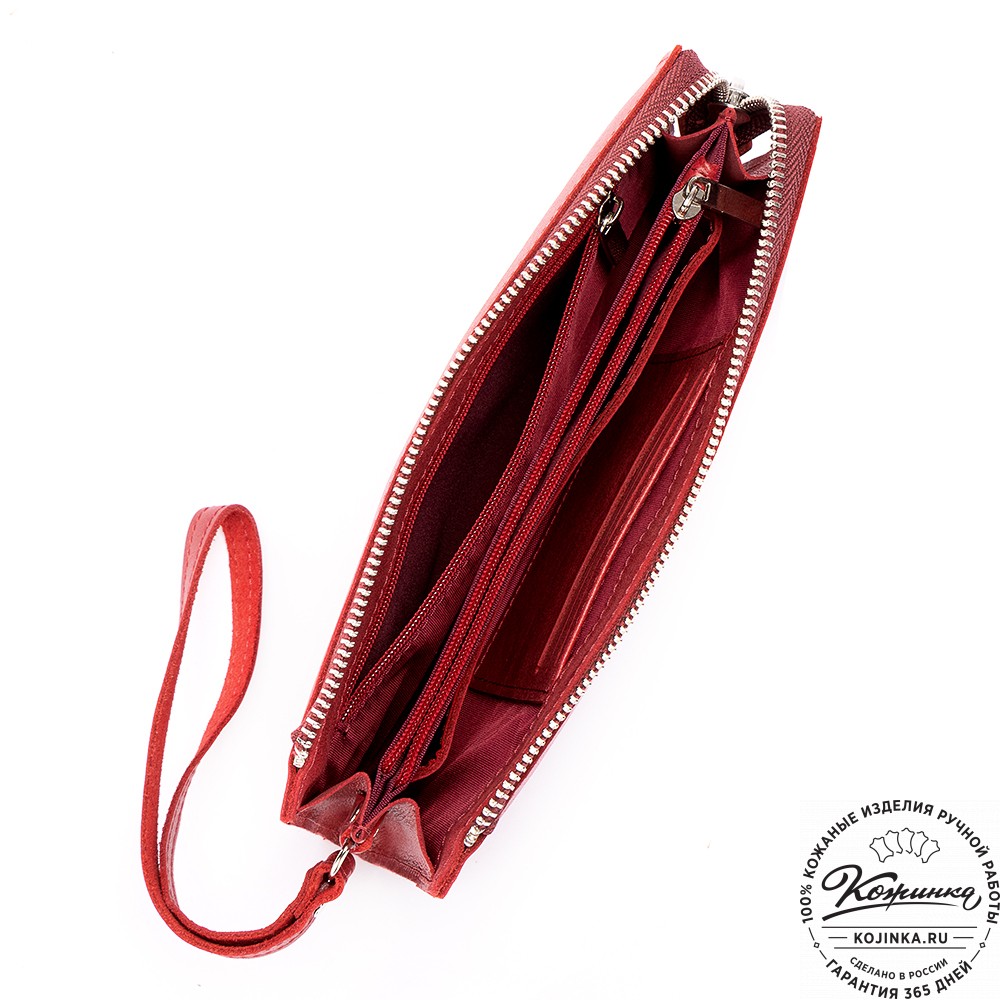 Кожаный клатч  Москва (малина)