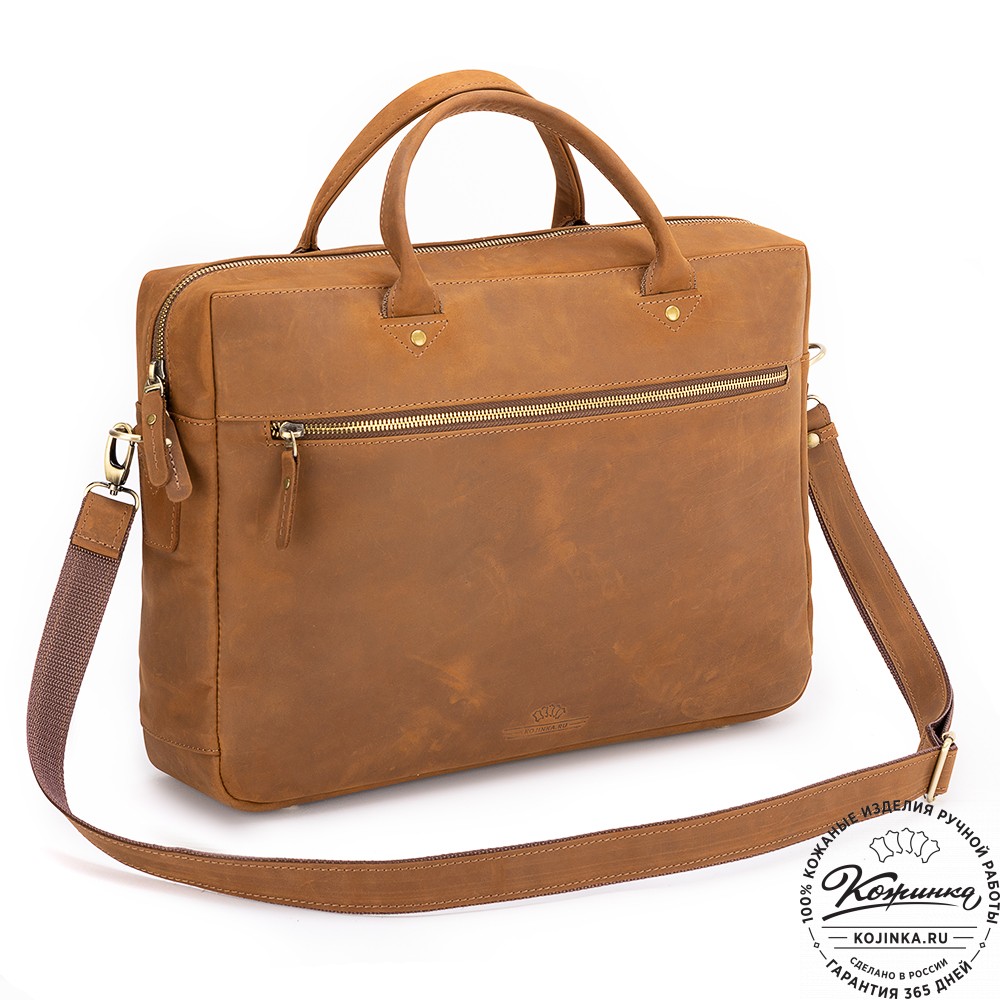 Кожаная деловая сумка "Спайк" (коричневый крейзи) 