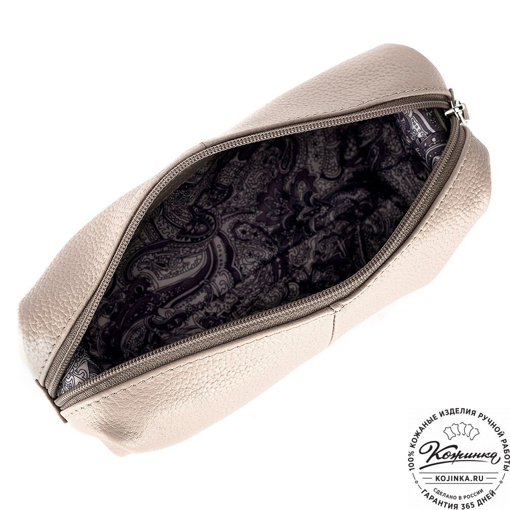 Кожаная косметичка "Бамбина" (пудра)