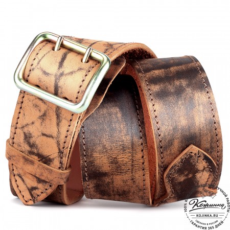 Кожаный ремень "Гренадёр" (старение рыжий)