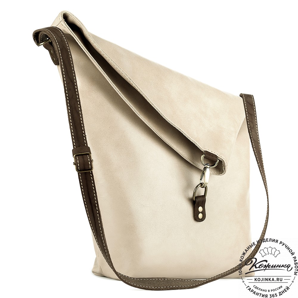 Кожаная сумка "Верона" (бежевая гладкая кожа)