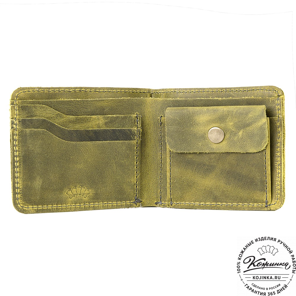 Кожаный бумажник "Рокки" (лимон крейзи)