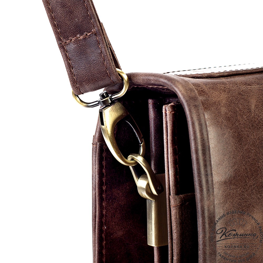 Кожаный портфель "Брест" (тёмно-коричневый антик)