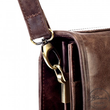 Кожаный портфель "Брест" (тёмно-коричневый антик)