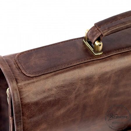 Кожаный портфель "Брест" (тёмно-коричневый антик)