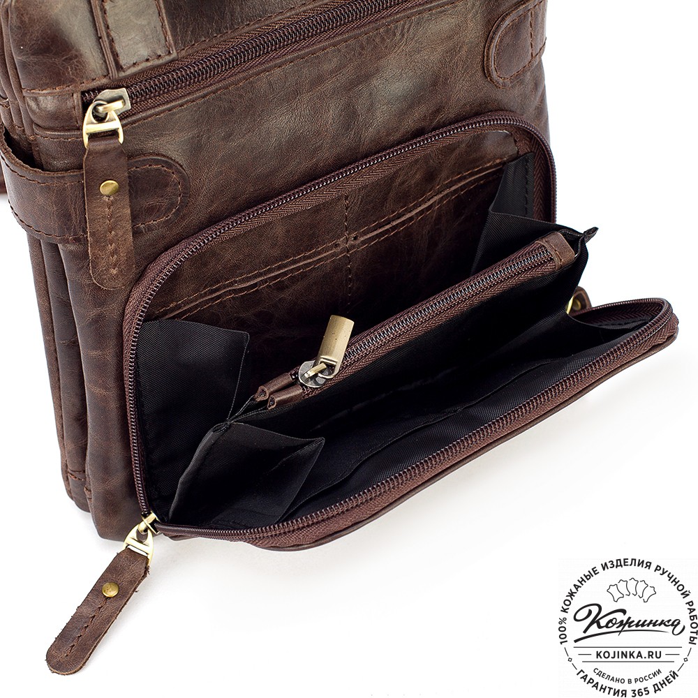 Кожаная сумка "Феликс" (тёмно-коричневый антик) 