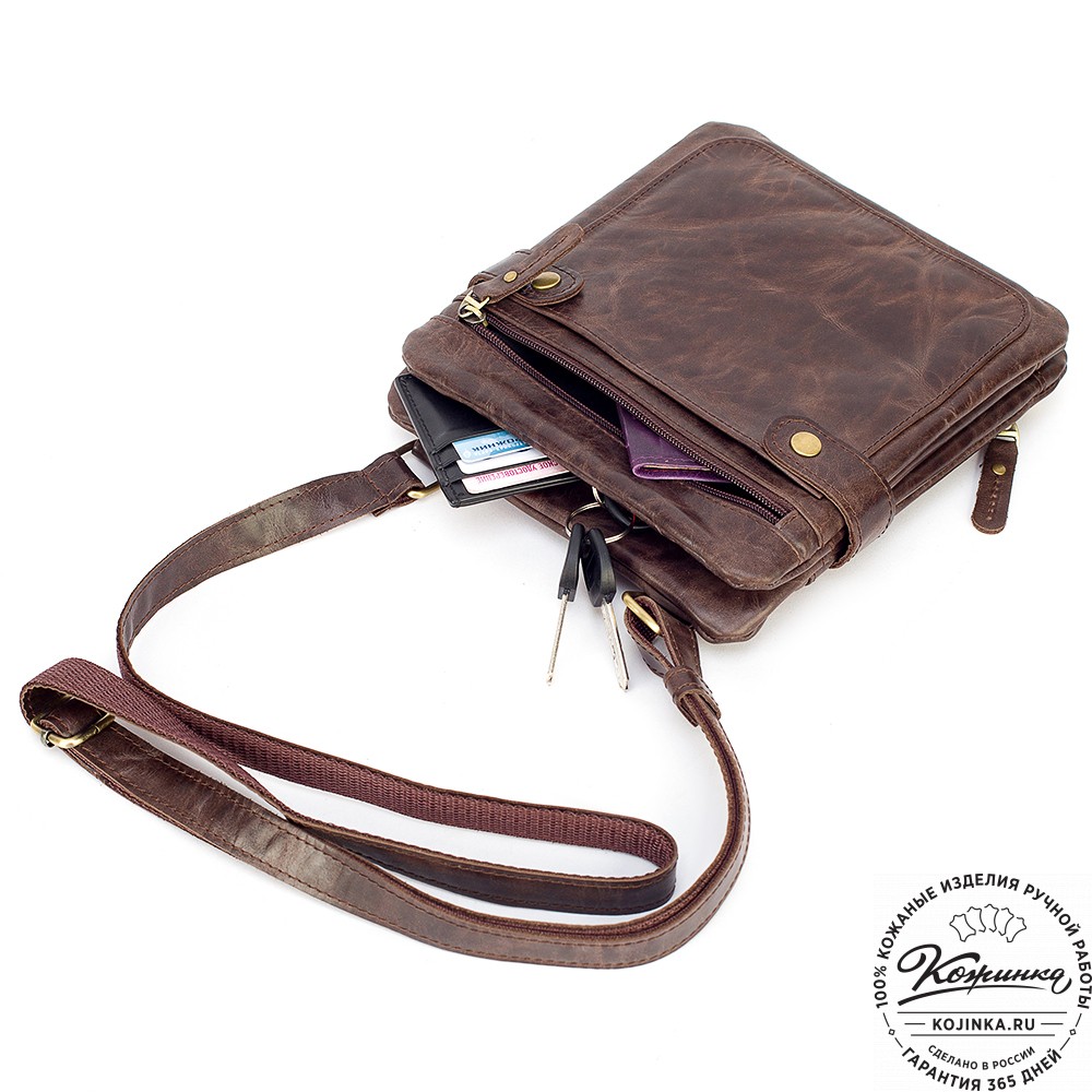 Кожаная сумка "Феликс" (тёмно-коричневый антик) 