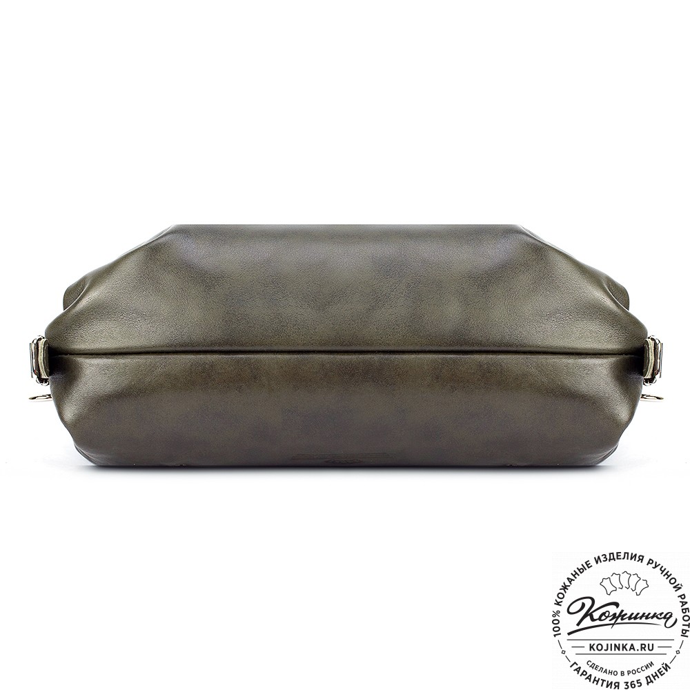 Женский кожаный рюкзак-сумка "Греция" (хаки гладкая кожа)