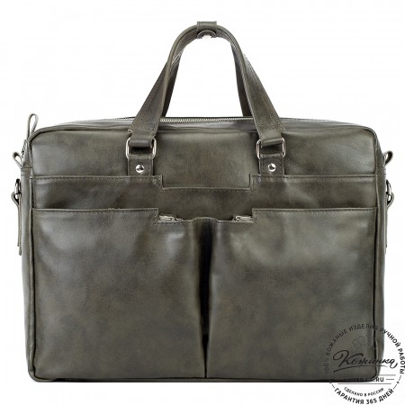 Кожаная деловая сумка "Хантер" (хаки гладкая кожа)