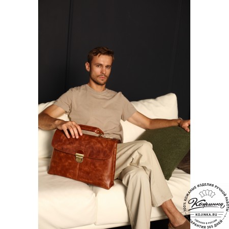 Кожаный портфель "Александрия" (бордо антик)