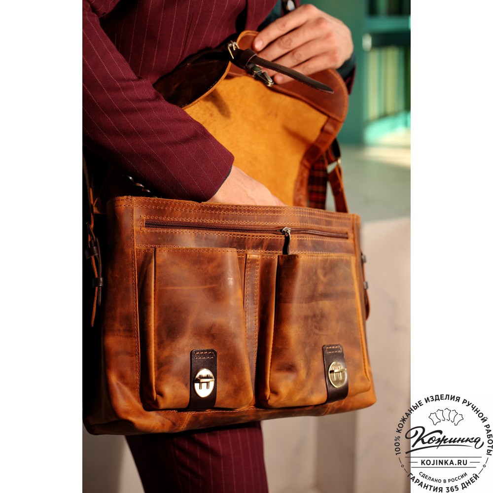 Кожаная сумка "Форман" (лимон крейзи)