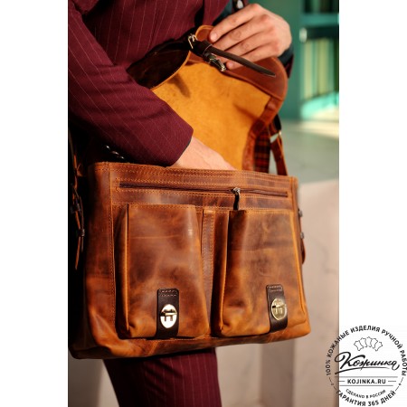 Кожаная сумка "Форман" (лимон крейзи)