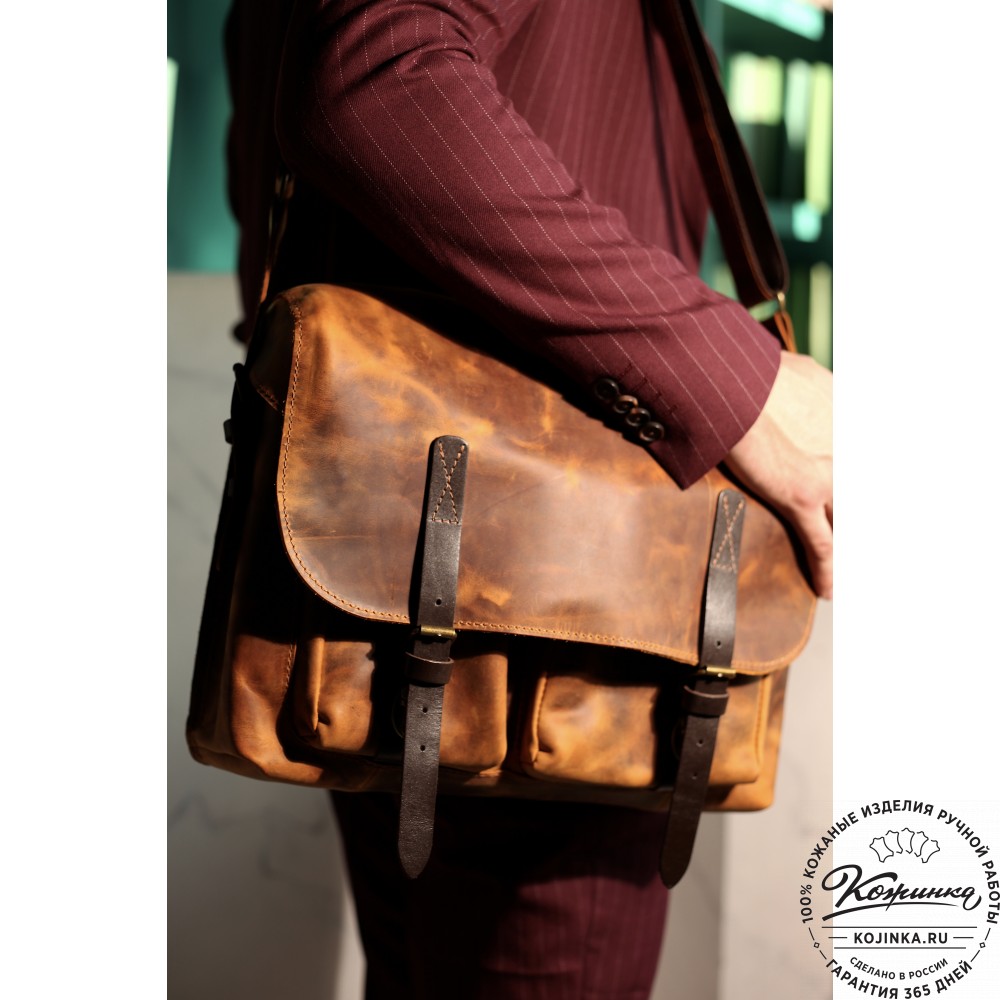 Кожаная сумка "Форман" (лимон крейзи)