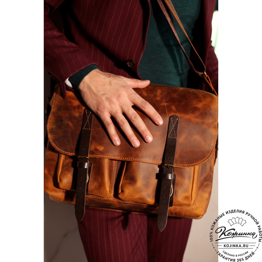 Кожаная сумка "Форман" (лимон крейзи)