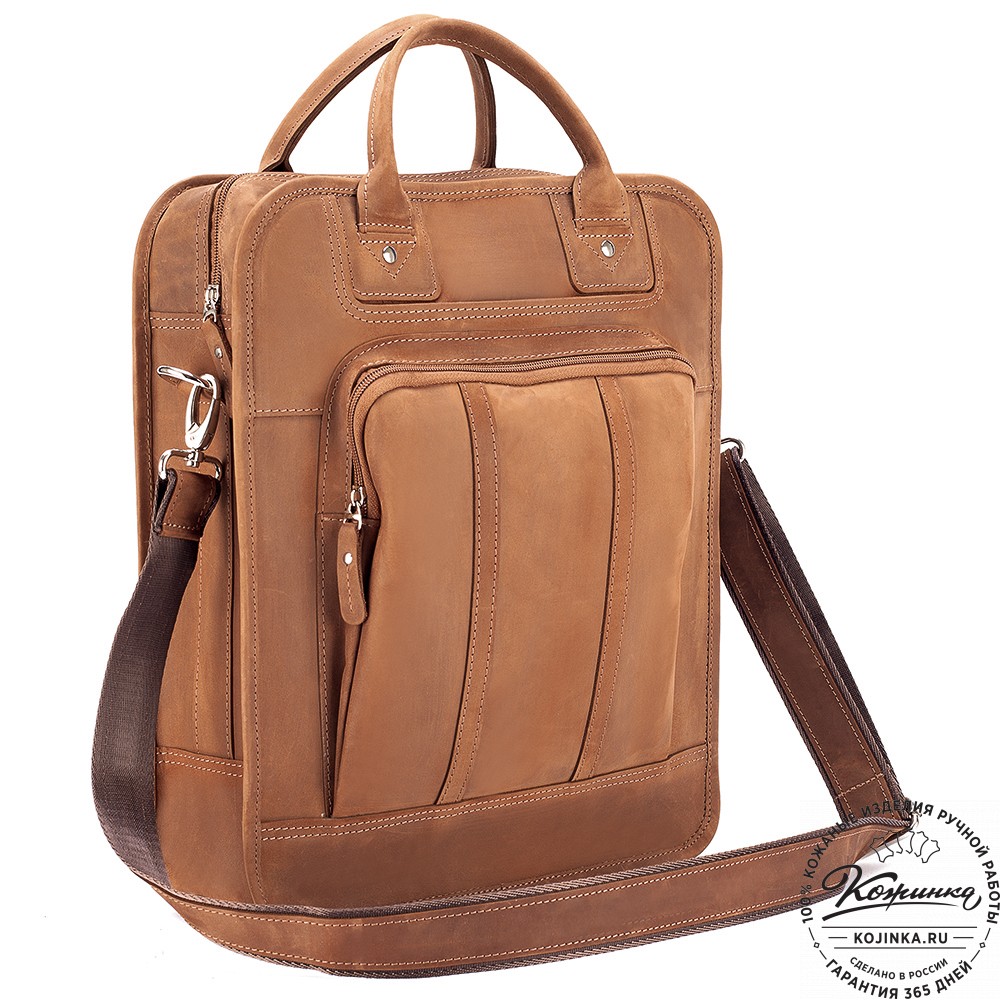 Кожаный рюкзак-сумка "Майкл" (коричневый крейзи)