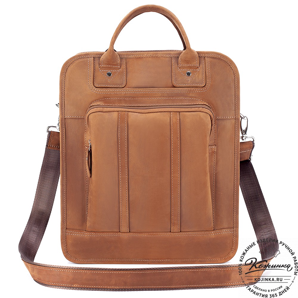 Кожаный рюкзак-сумка "Майкл" (коричневый крейзи)