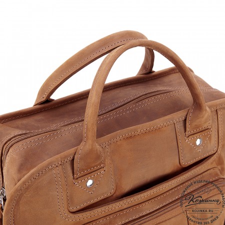 Кожаный рюкзак-сумка "Майкл" (коричневый крейзи)