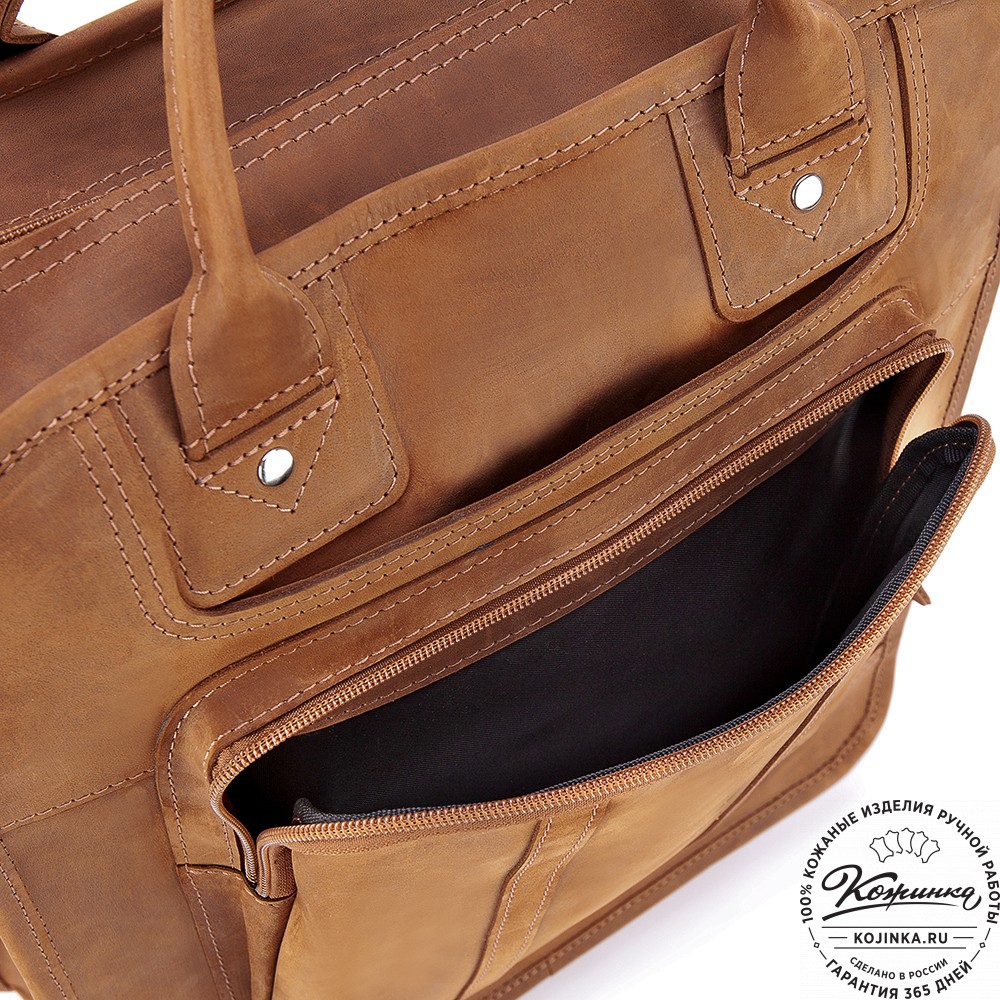 Кожаный рюкзак-сумка "Майкл" (коричневый крейзи)