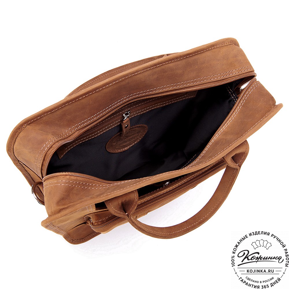 Кожаный рюкзак-сумка "Майкл" (коричневый крейзи)