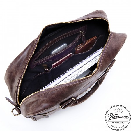 Кожаная деловая сумка "Окленд нью" (тёмно-коричневый антик)