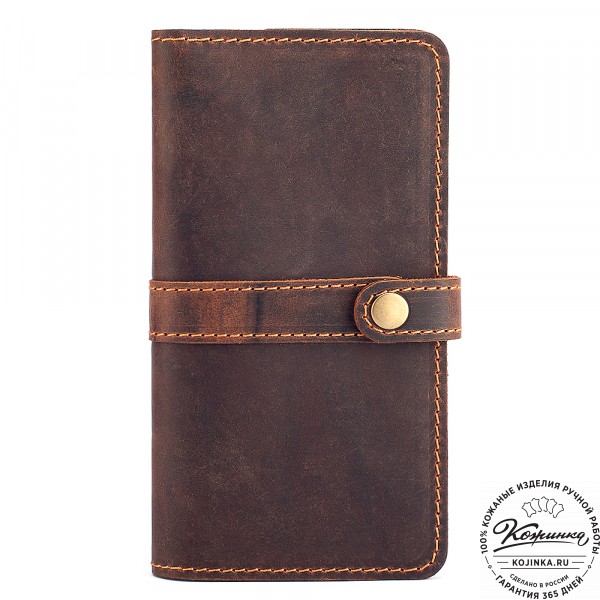 Кожаное портмоне "Тревис" (тёмно-коричневый крейзи). фото 1