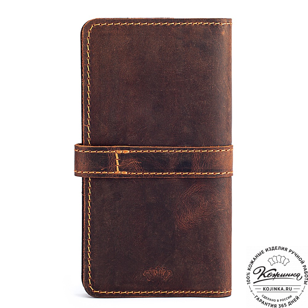 Кожаное портмоне "Тревис" (тёмно-коричневый крейзи)