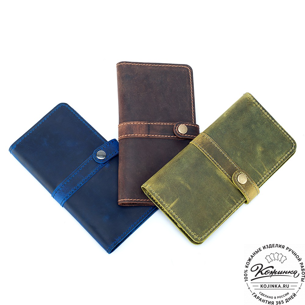  Кожаное портмоне на кнопке Тревис (рыжий крейзи) 