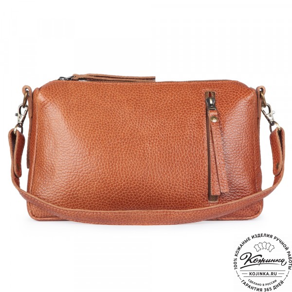 Женская кожаная сумка "Агата" (рыжая). фото 1