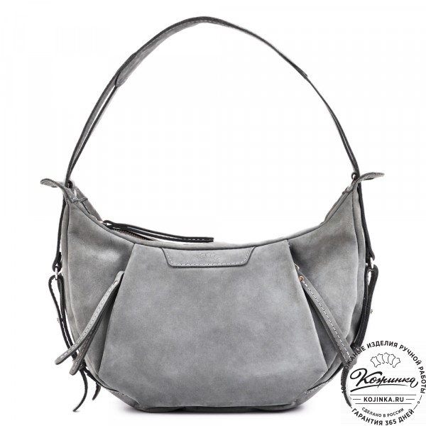Женская кожаная сумка "Техас" (серый нубук). фото 1