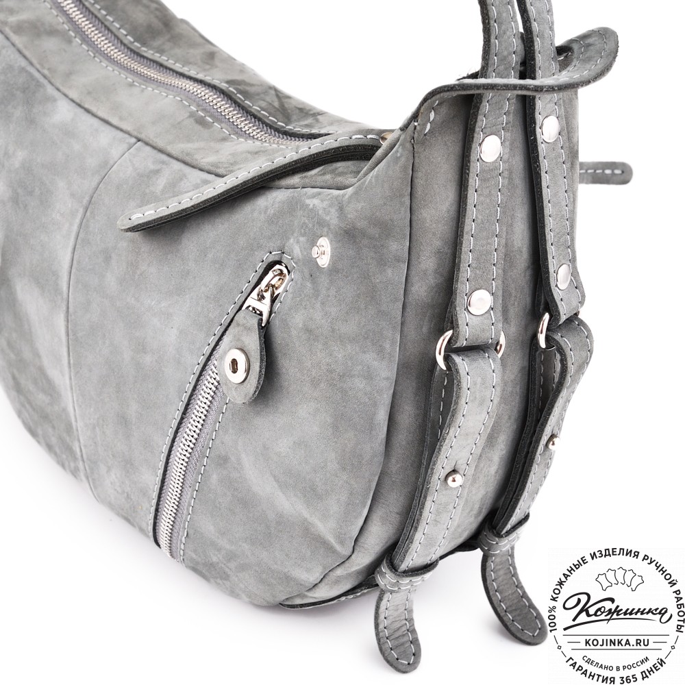 Женская кожаная сумка "Техас" (серый нубук)