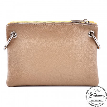 Женская кожаная сумка "Трио" (жёлтый/капучино/олива)