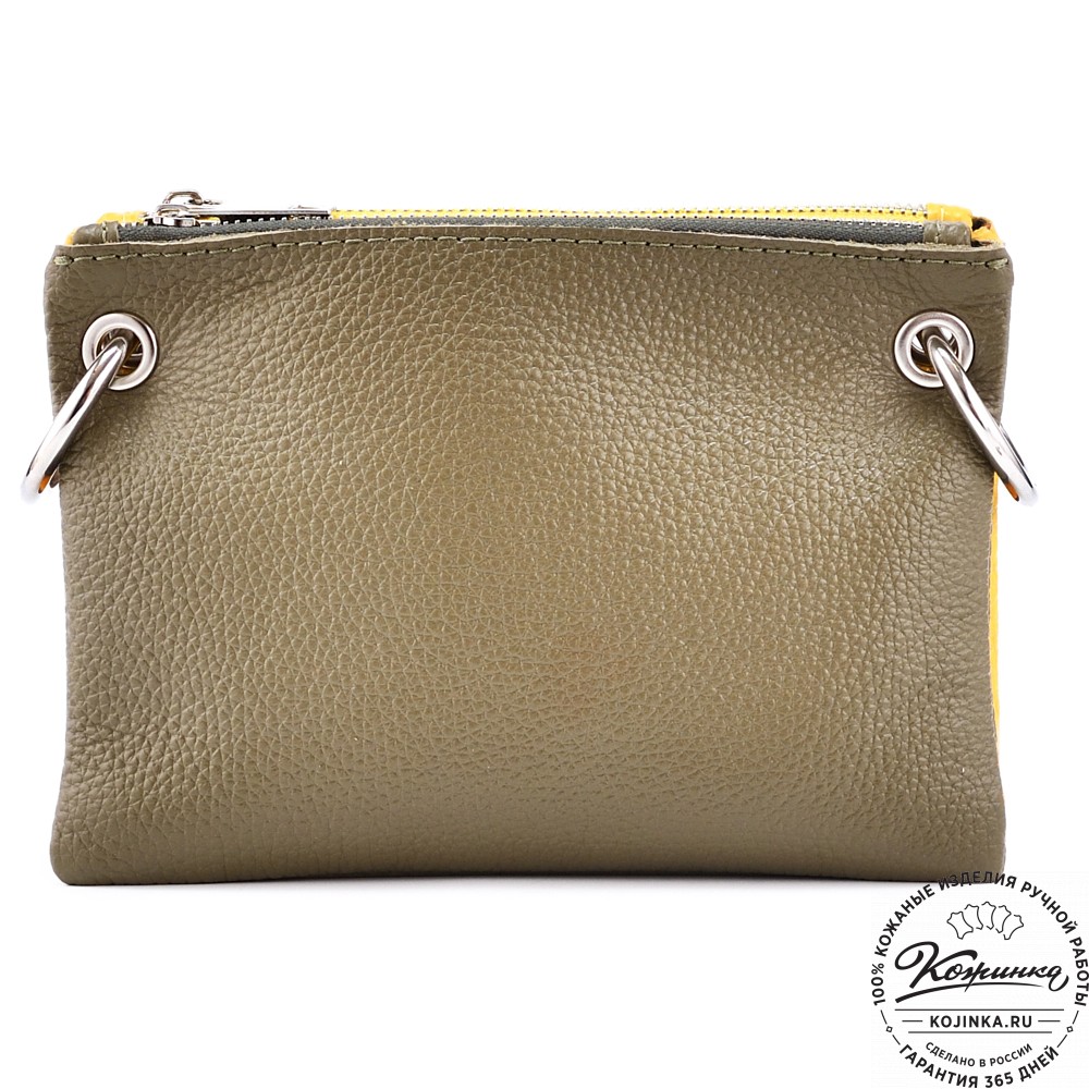 Женская кожаная сумка "Трио" (жёлтый/капучино/олива)