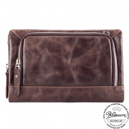 Кожаный клатч "Грэгори" (тёмно-коричневый антик) 