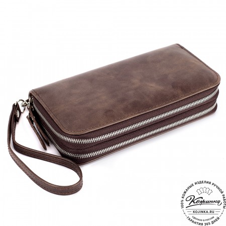 Кожаный клатч "Льюис" (тёмно-коричневый антик) 